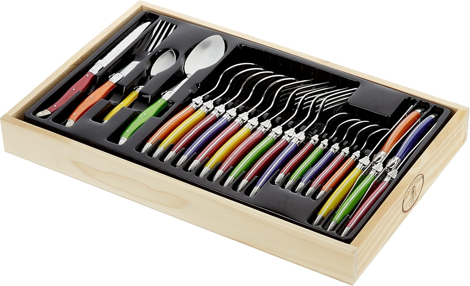 Pradel Excellence I7214P Besteckgarnitur Laguiole, Pastelfarben, 24-Teilig Cocina Naty Shop
