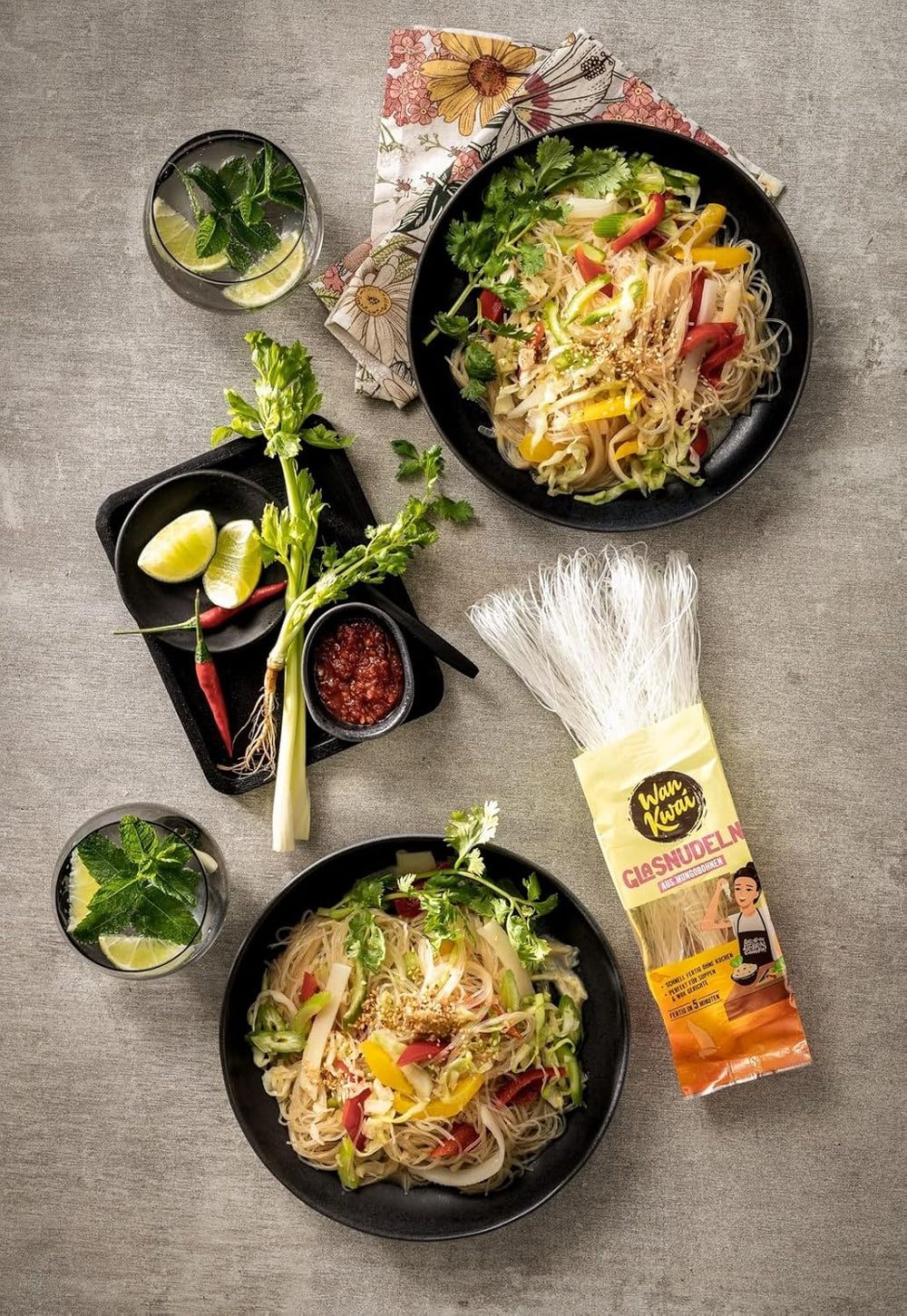 Fideos de cristal Wan Kwai 100 g – ¡Variedad asiática gourmet! Sin gluten, elaborado con almidón de frijol mungo y agua. Ideal para sopas, platos al wok y ensaladas. Textura delicada, lista en 5 minutos.