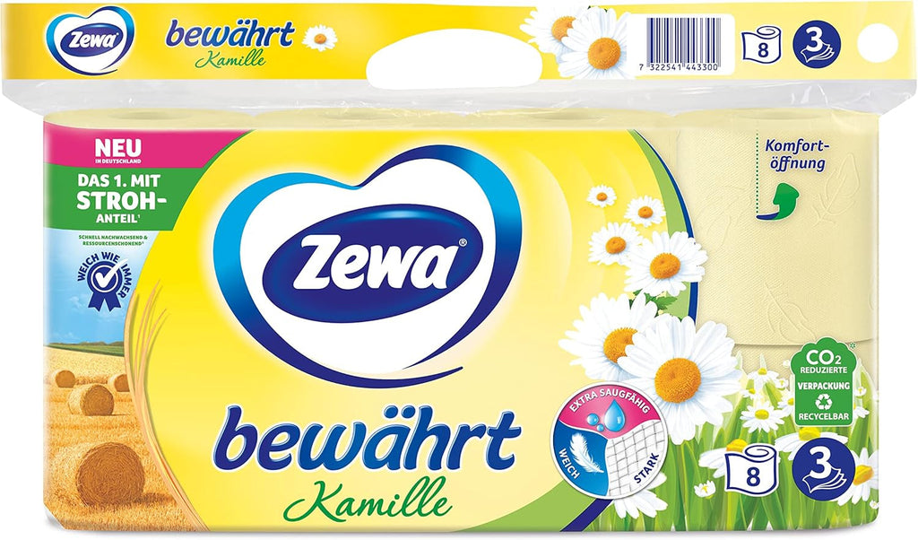 Zewa Hârtia igienică dovedită de mușețel cu paie 7X 8Rulouri