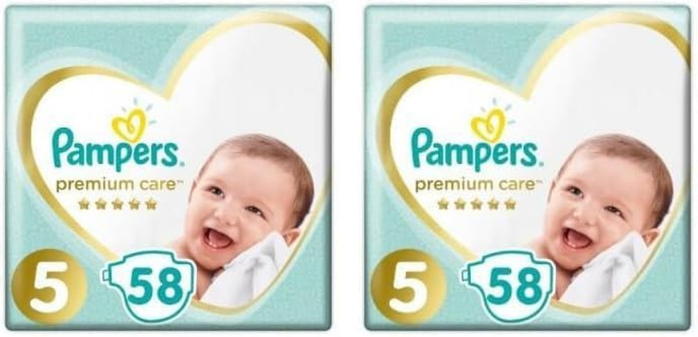 Pañales Pampers talla 5 (11-16 kg), pañales de cuidado premium, 58 piezas, comodidad y protección óptimas para pieles sensibles de Pampers