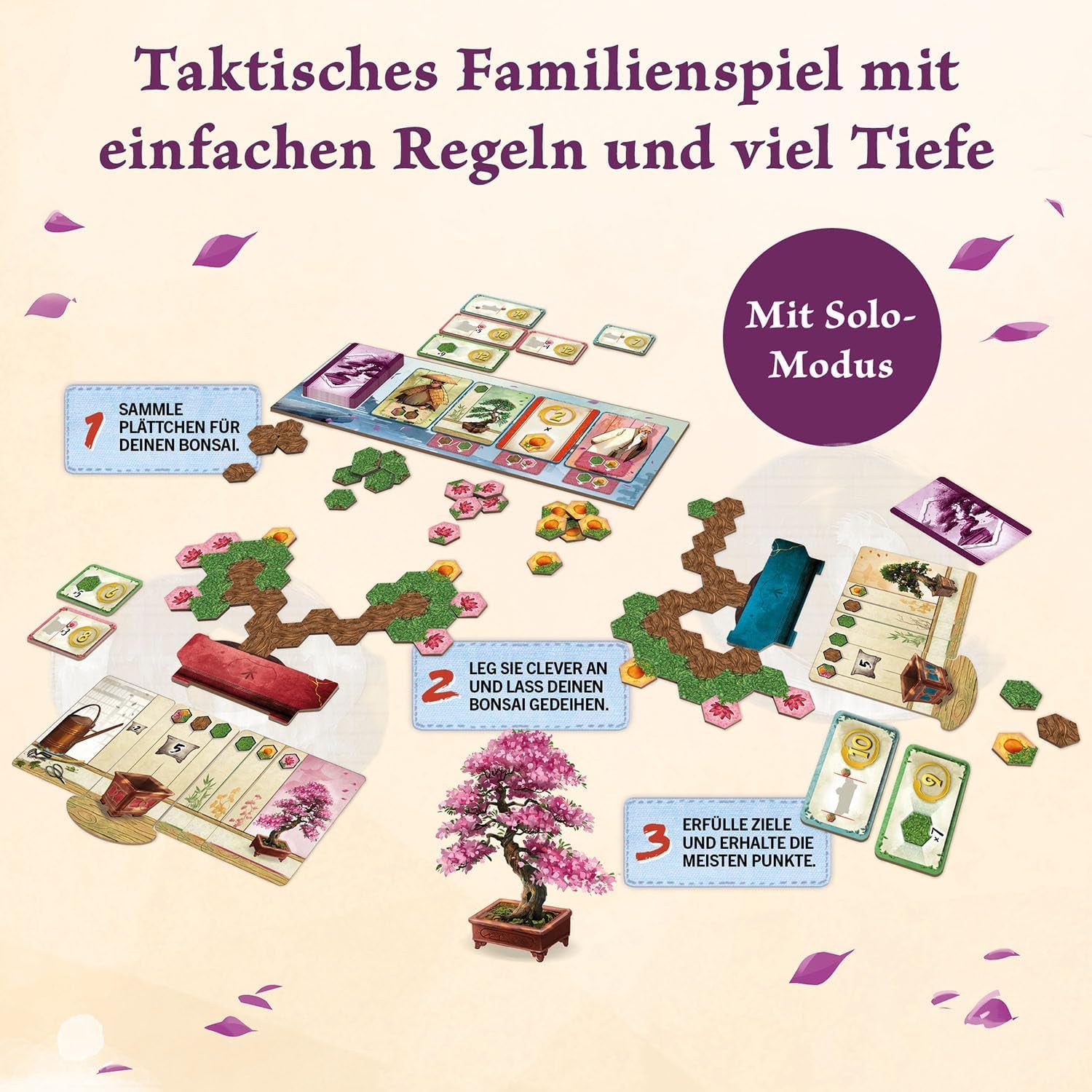 KOSMOS 684259 Bonsai, Juego de mesa táctico con reglas sencillas y una amplia gama de juegos, juego de fiesta para 1-4 jugadores a partir de 10 años.
