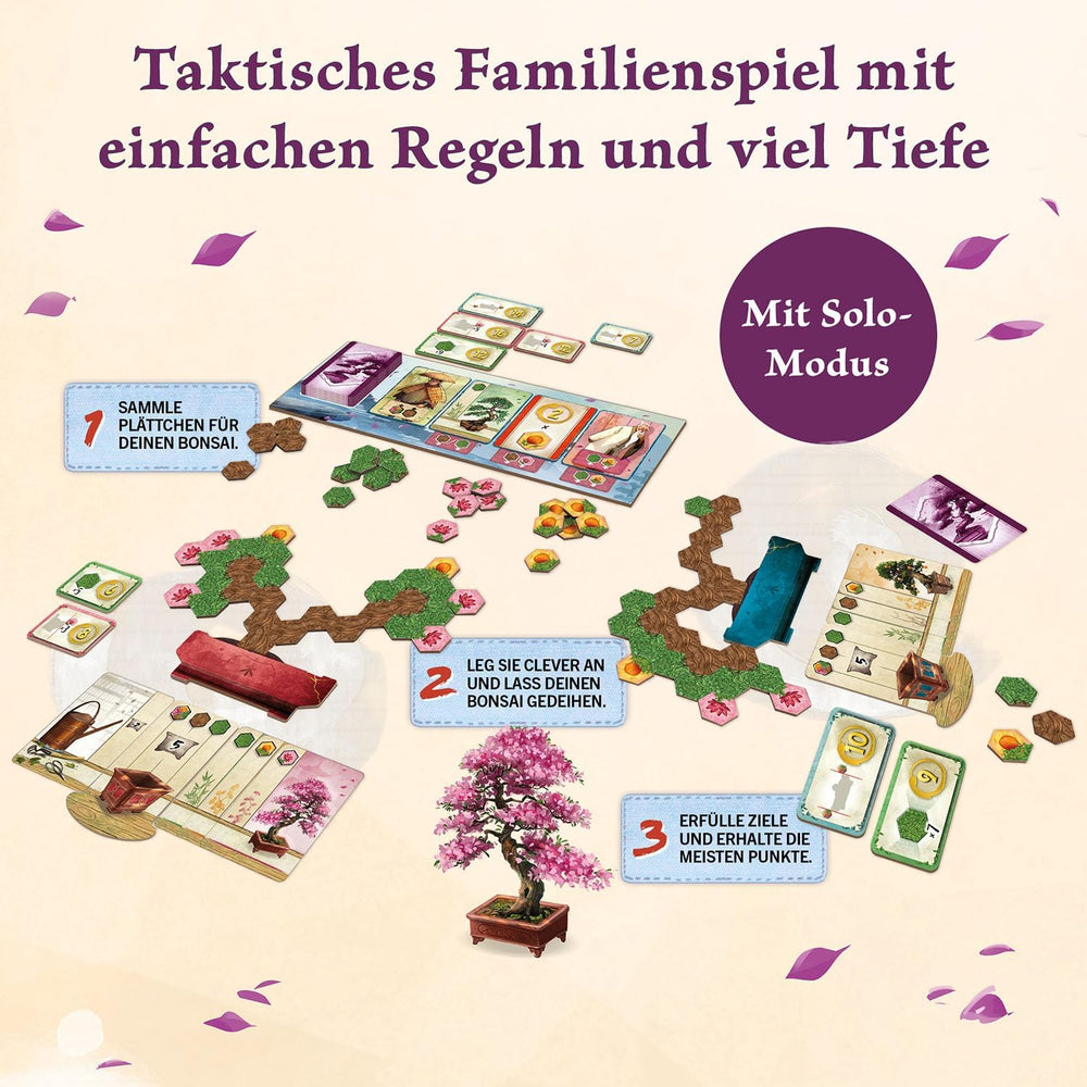 KOSMOS 684259 Bonsai, Juego de mesa táctico con reglas sencillas y una amplia gama de juegos, juego de fiesta para 1-4 jugadores a partir de 10 años.