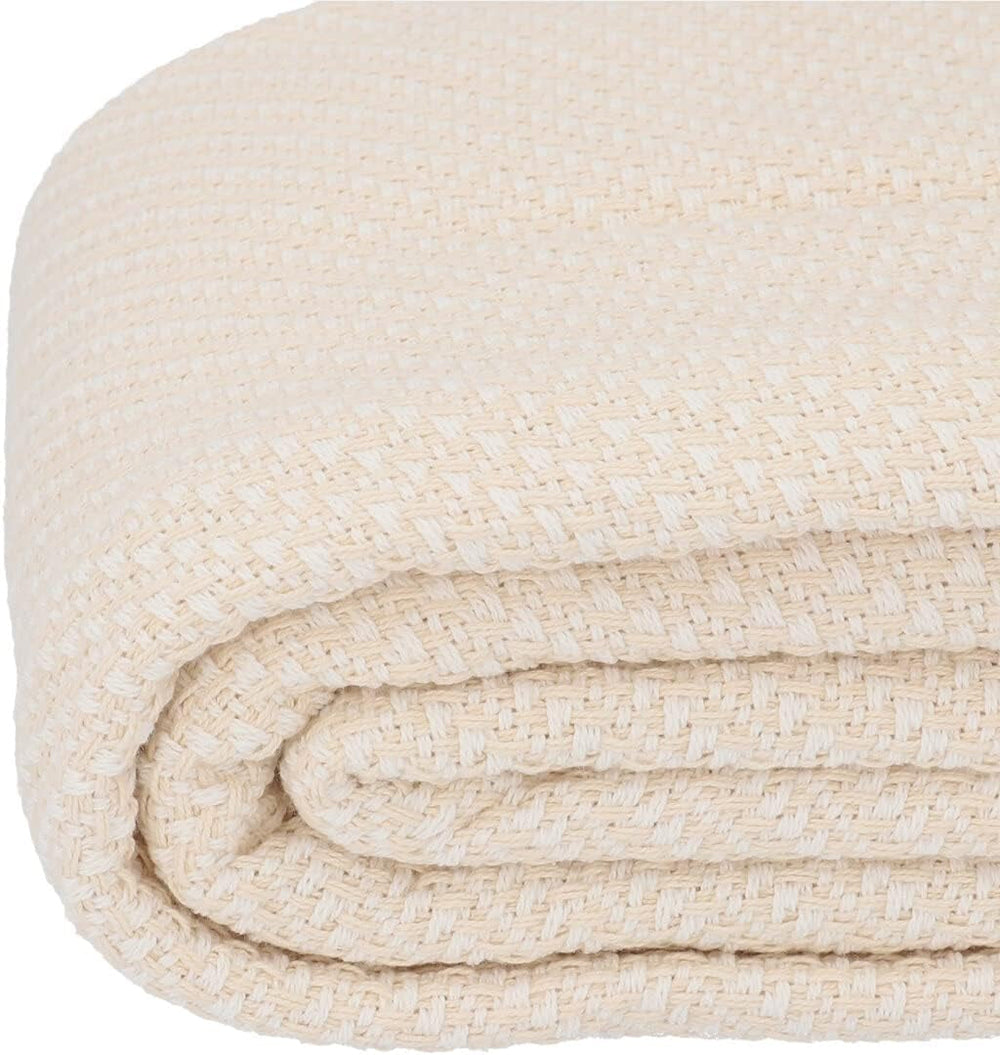 HOMLA Manta con flecos de algodón Morris Plaid - Manta suave y cómoda Manta de algodón - tejido fino 130 X 170 Cm Crudo Camas y mantas Besuche den HOMLA-Store