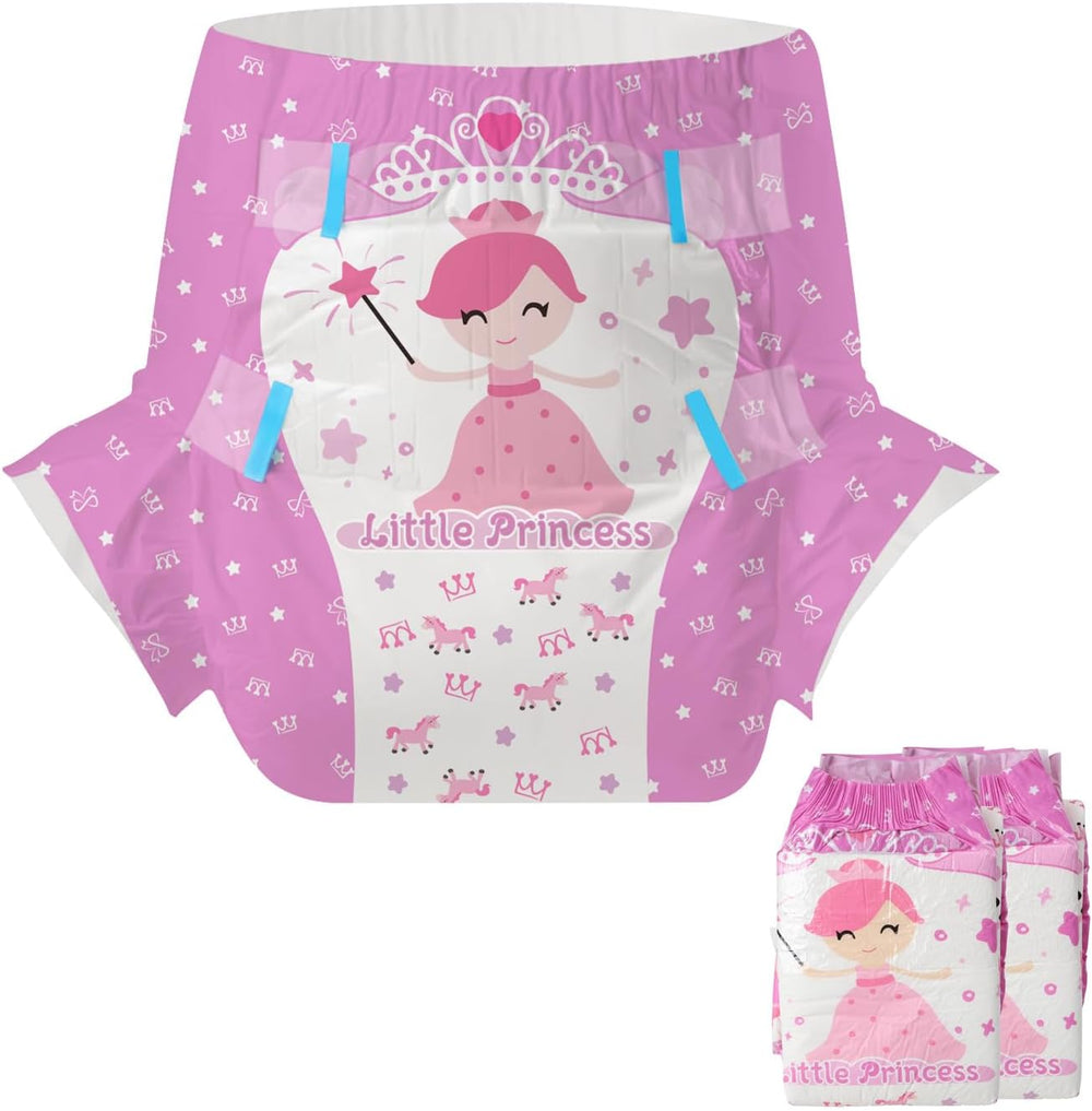 CutiePlusU Pañales para Adultos Paquete de 2 Bragas Desechables para Incontinencia con Solapas para Mujeres y Hombres Máxima Absorbencia Durante la Noche - Principito (Mediano 71-96 cm)