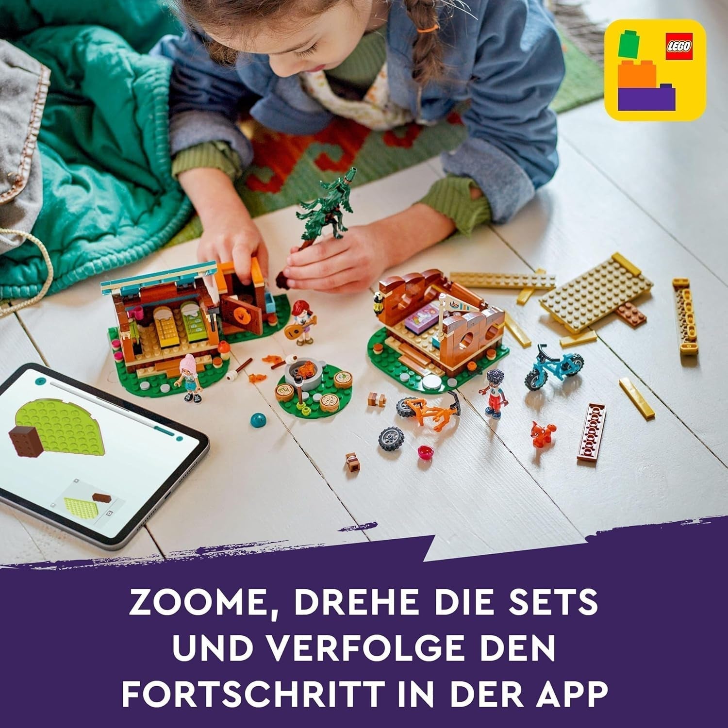 LEGO Friends Cabañas Acogedoras en el Campamento de Aventuras, Juego de rol al aire libre, Juguete infantil para niñas y niños a partir de 7 años con 3 figuras y un zorro, Juguete para acampar 42624 Juegos de construcción Besuche den LEGO-Store