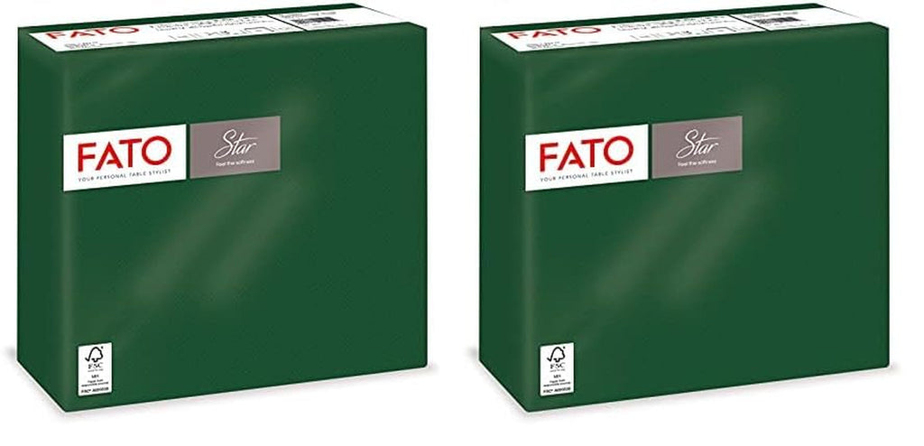 - Șervețele de hârtie de unică folosință, Softness And Softness, pachet de 40 de șervețele, dimensiune 38X38 pliate în 4, 2 straturi, culoare verde pădure, 100% hârtie din celuloză pură, certificate Fsc (pachet cu 2)