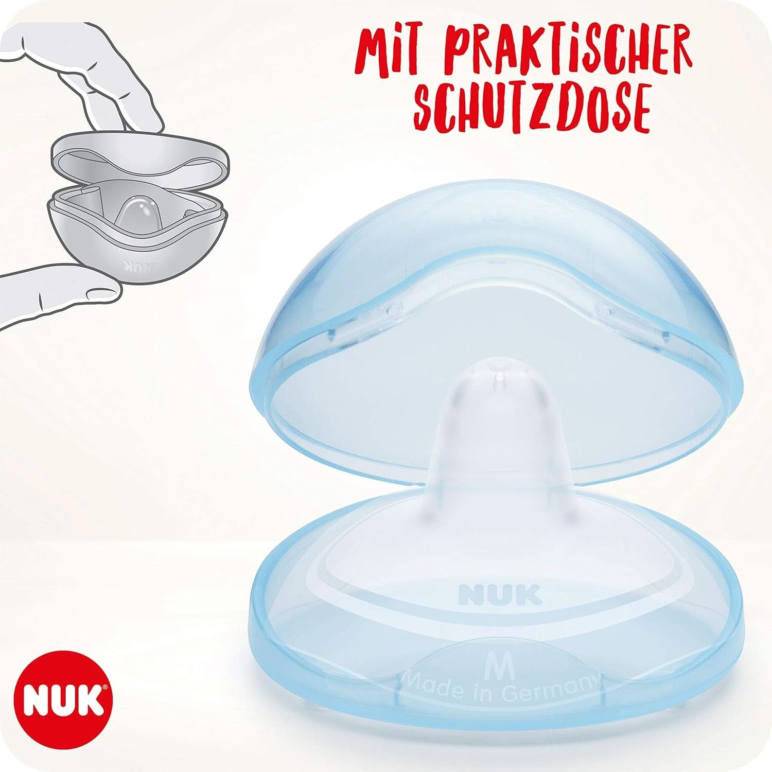 NUK Stillhütchen | Brushhütchen Zum Stillen | Schützt Vor Wunden Brustwarzen | Silicona Dünnes | Tamaño M (20 mm) | Incluyendo Schutzdose | 2 Stück Alimentación Bebé y Accesorios Lactancia Naty Shop