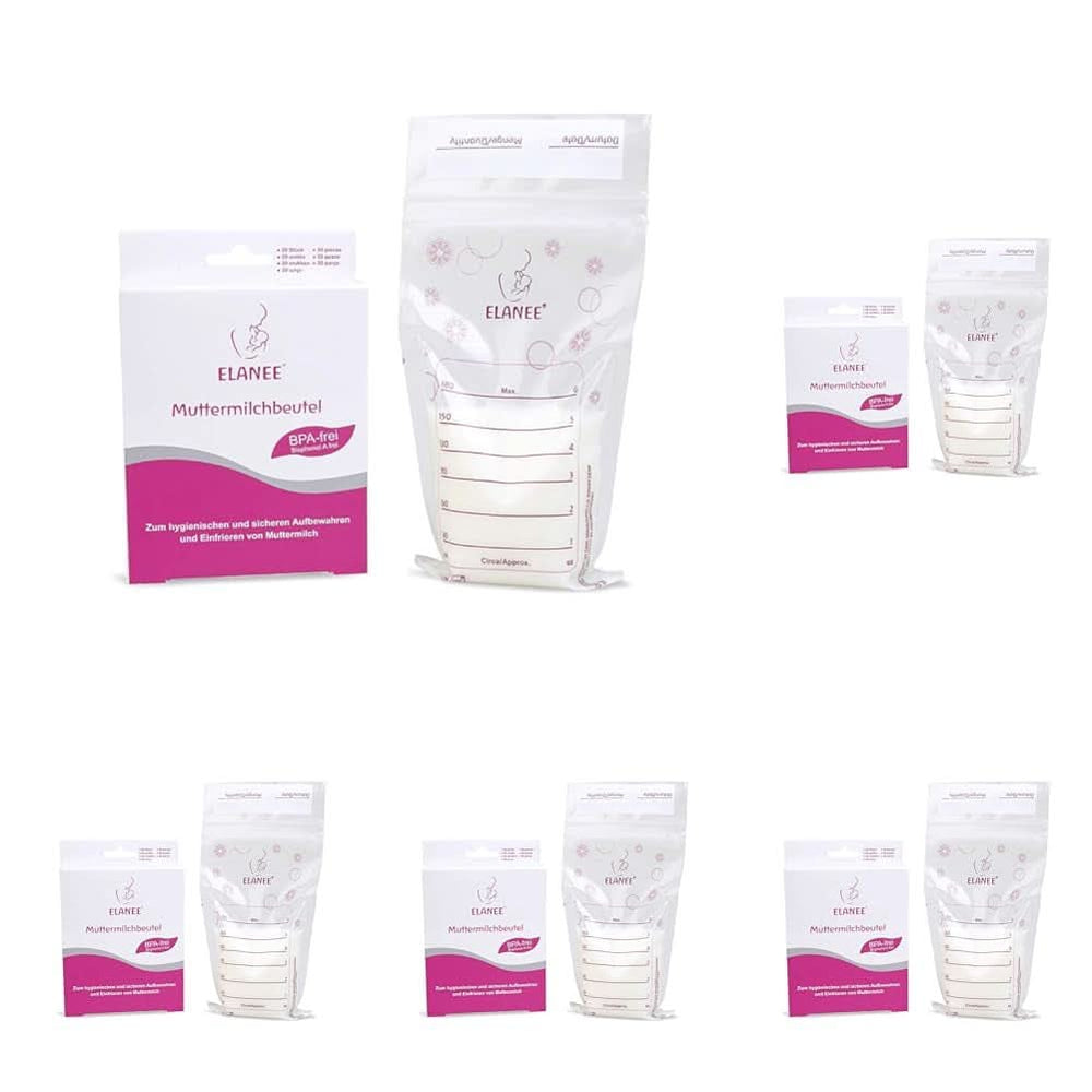 ELANEE Bolsas para leche materna, con sabor neutro y preesterilizadas Accesorios Alimentación y Lactancia Bebe Naty Shop 20 piezas (pack de 5) Sin soporte