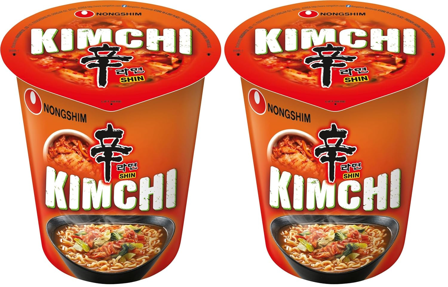 Instant Noodles Nong Shim Kimchi Ramyun Tazón grande - Sopa de ramen coreana - Preparación rápida - 1 paquete 112 g