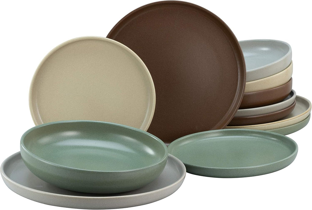 Creatable, 22979, Serie Uno BLACK, 12-Teiliges Geschirrset, Teller Set Aus Steinzeug, Spülmaschinen- Und Mikrowellengeeignet, Made in Portugal Seturi vesela masa Naty Shop Natural Tafelservice 12 Teilig