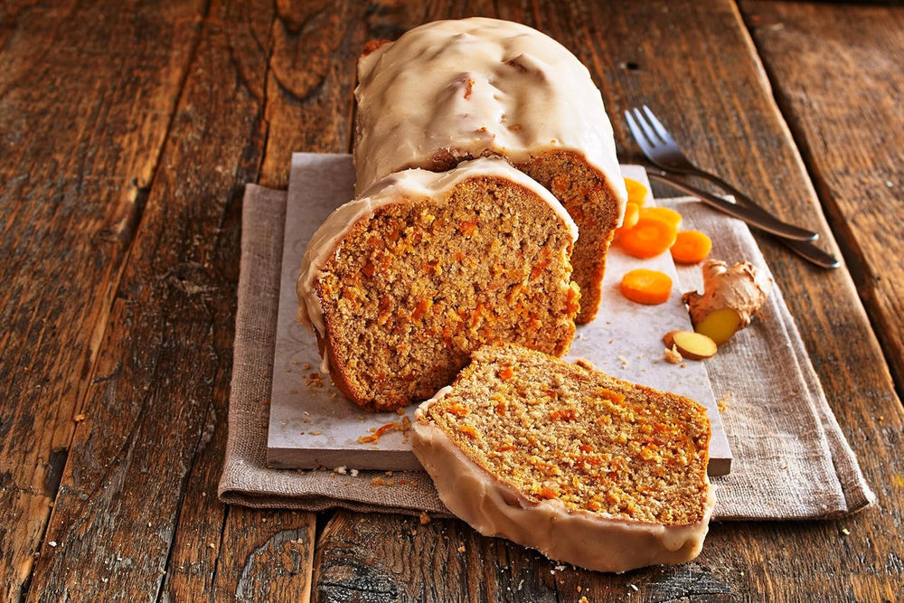 RUF Karotten-Ingwer-Kuchen, Backmischung Für Einen Saftigen Karottenkuchen Mit Frischen Möhren Und Fruchtiger Ingwer-Zuckerglasur, Vegan Naty Shop