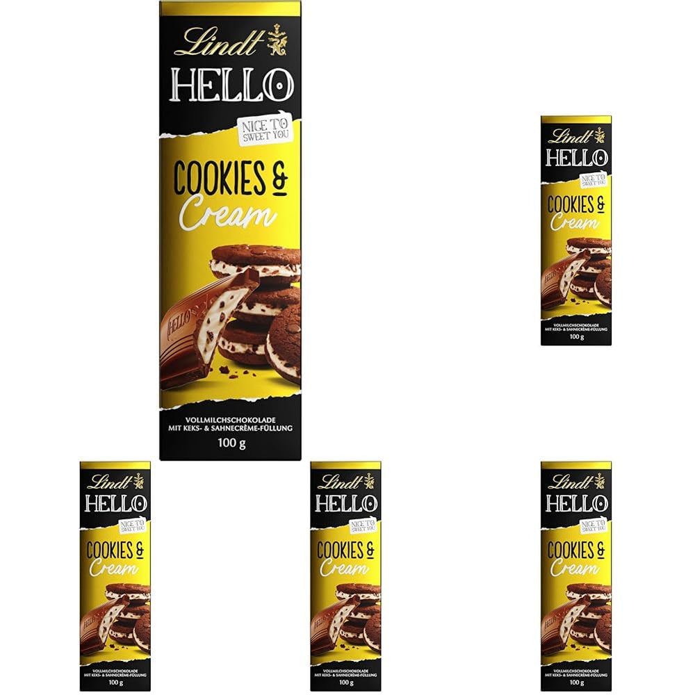 Lindt Hello Galletas y chocolate con crema | Barra 100g | Chocolate con Leche con Relleno de Galletas y Crema | Barra de chocolate | regalo de chocolate