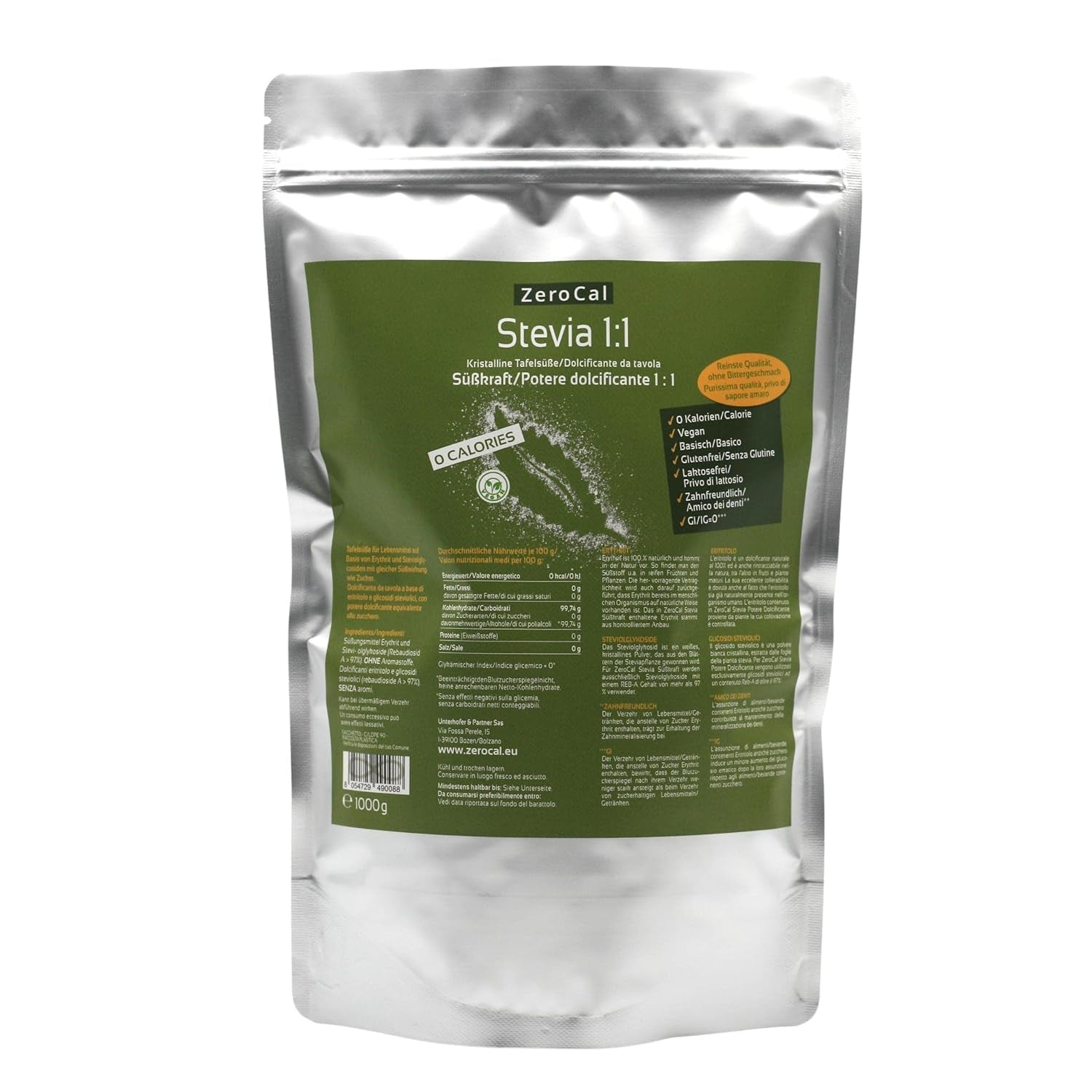 Stevia 1:1 (Erythrit - Stevia) - Natürlicher Zuckerersatzstoff, 1000 G Indulcitori Naty Shop Default Title