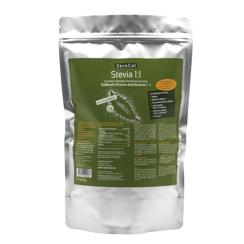 Stevia 1:1 (Erythrit - Stevia) - Natürlicher Zuckerersatzstoff, 1000 G Edulcorantes Naty Shop Título predeterminado