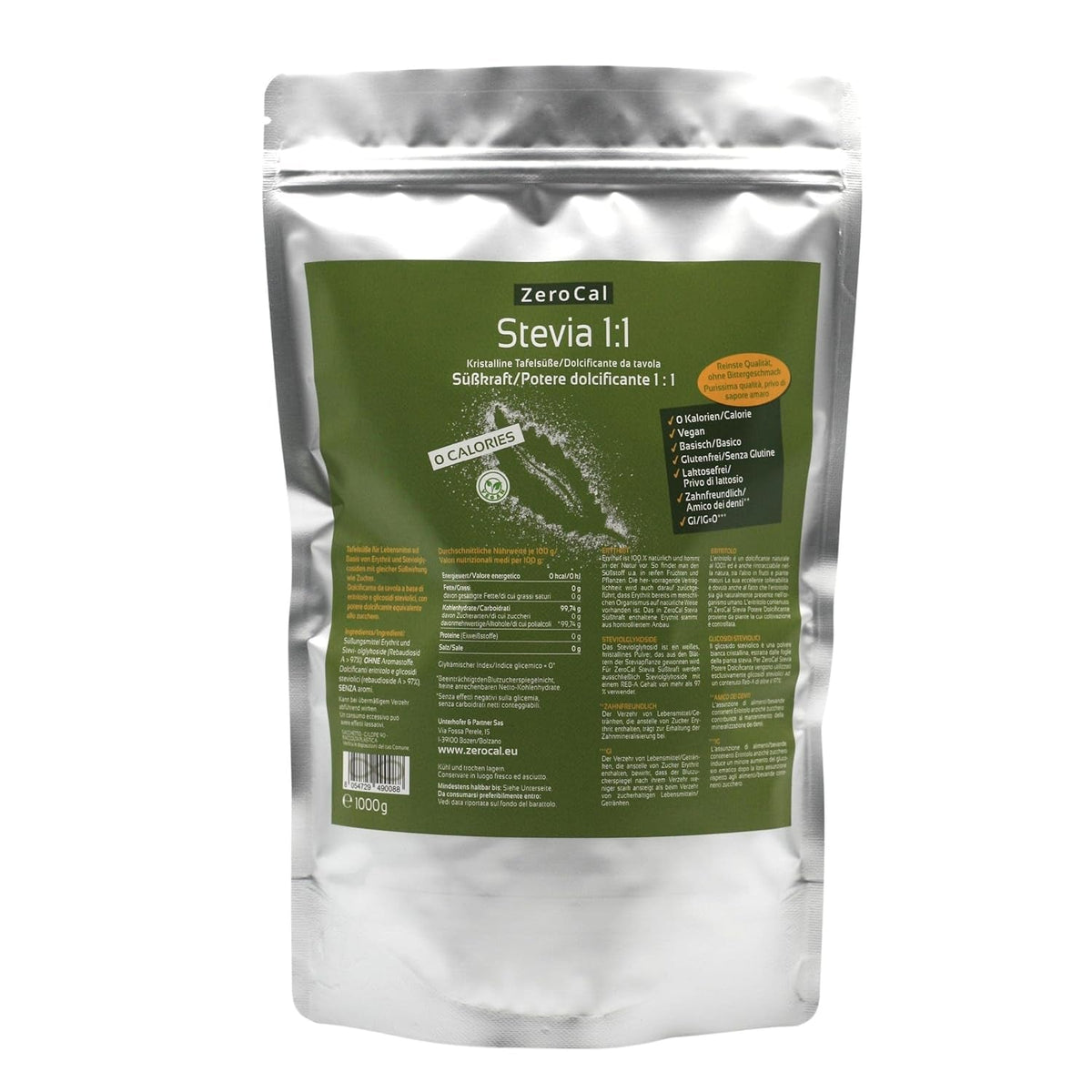 Stevia 1:1 (Erythrit - Stevia) - Natürlicher Zuckerersatzstoff, 1000 G Edulcorantes Naty Shop Título predeterminado