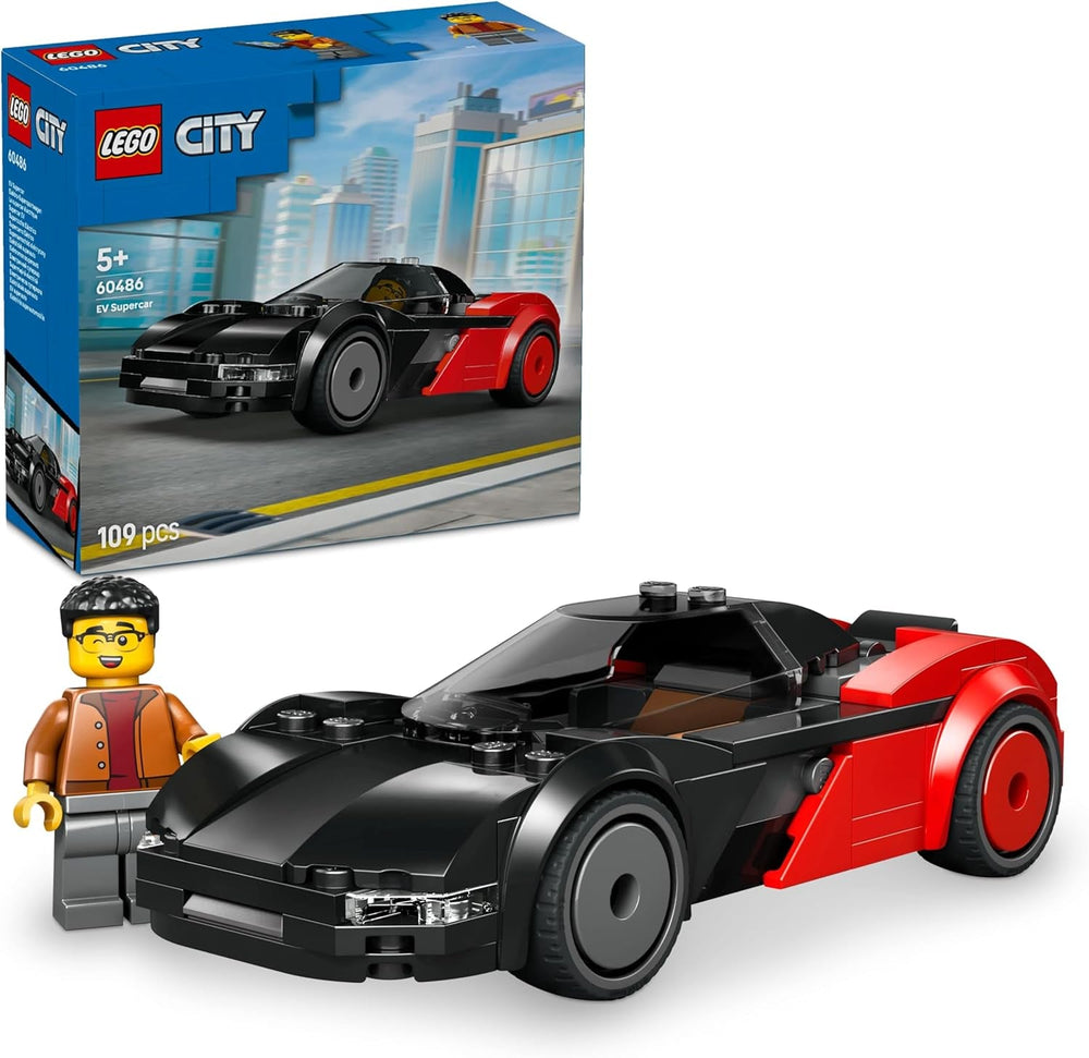 LEGO City Hot Rod - Race Car Toy w/a Driver Minifigure & Folding Roof - Fine Motor Skills Building Set - Small Birthday Gift Idea for 5+ Year Old Boys - 60485