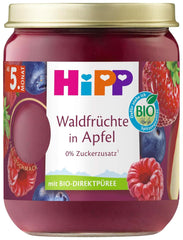 Hipp Frutas del Bosque Ecológicas en Manzana, 160G, pack de 6 (6X160 gramos) Tienda Madre e Hijo Naty