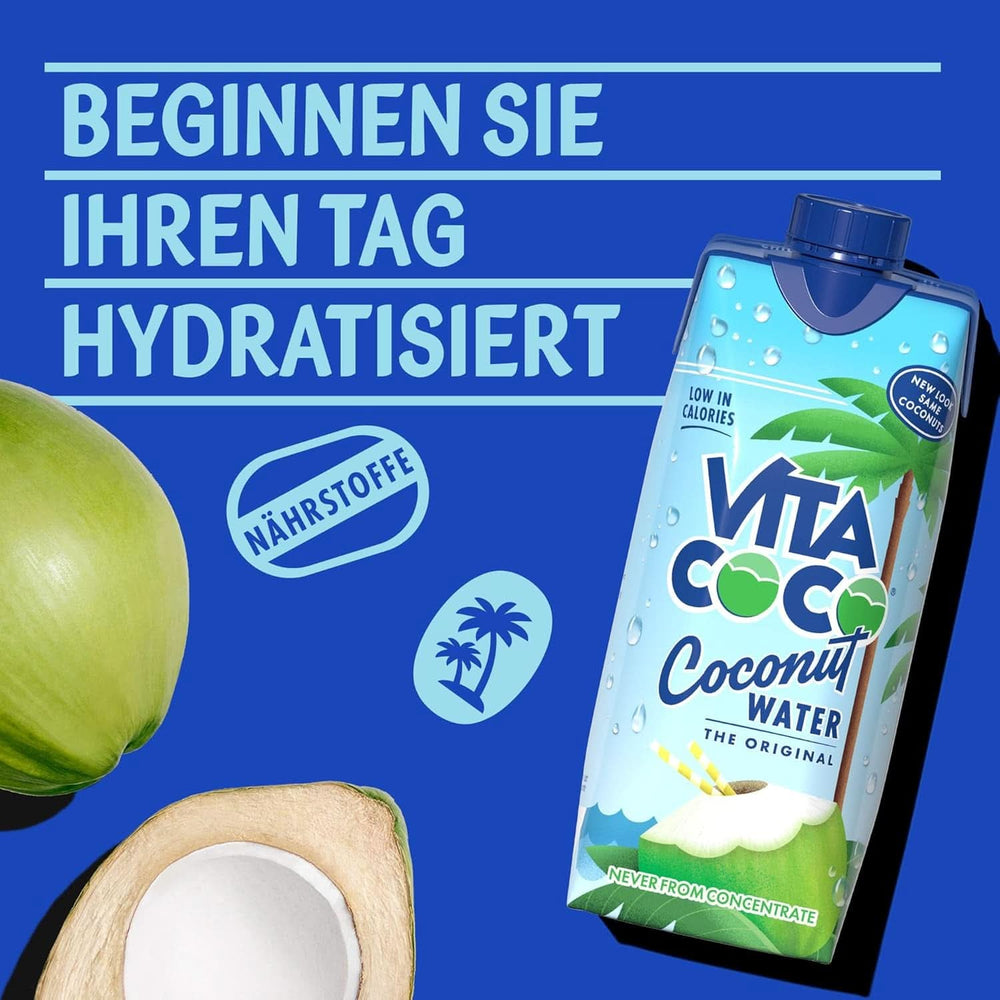 Vita Coco Agua Pura de Coco 12 X 330 ml, crema hidratante natural con electrolitos, sin gluten, llena de vitamina C y potasio Bebidas sin alcohol Naty Shop