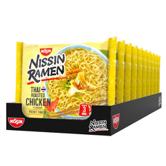 Nissin Ramen - Pollo al horno tailandés, paquete de 10 fideos instantáneos estilo asiático, receta tailandesa, comida asiática rápida y fácil (10 x 65 g)