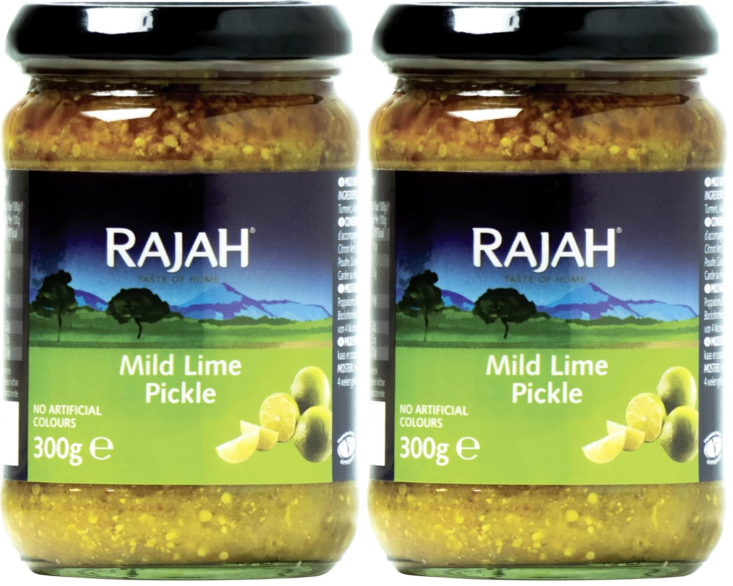 Rajah Mild Lime Pickle – Suave eingelegte Limetten – Ideal para preparar curry, carne, käse, poppadums y vorspeisen – 1 x 300 g