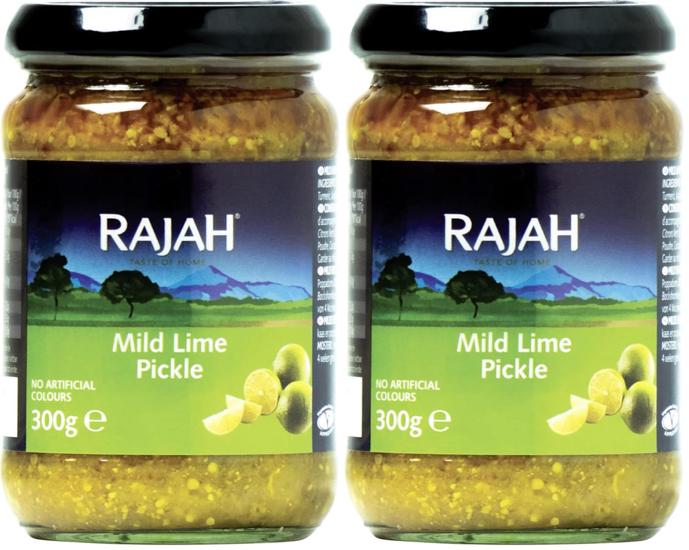 Rajah Mild Lime Pickle – Suave eingelegte Limetten – Ideal para preparar curry, carne, käse, poppadums y vorspeisen – 1 x 300 g