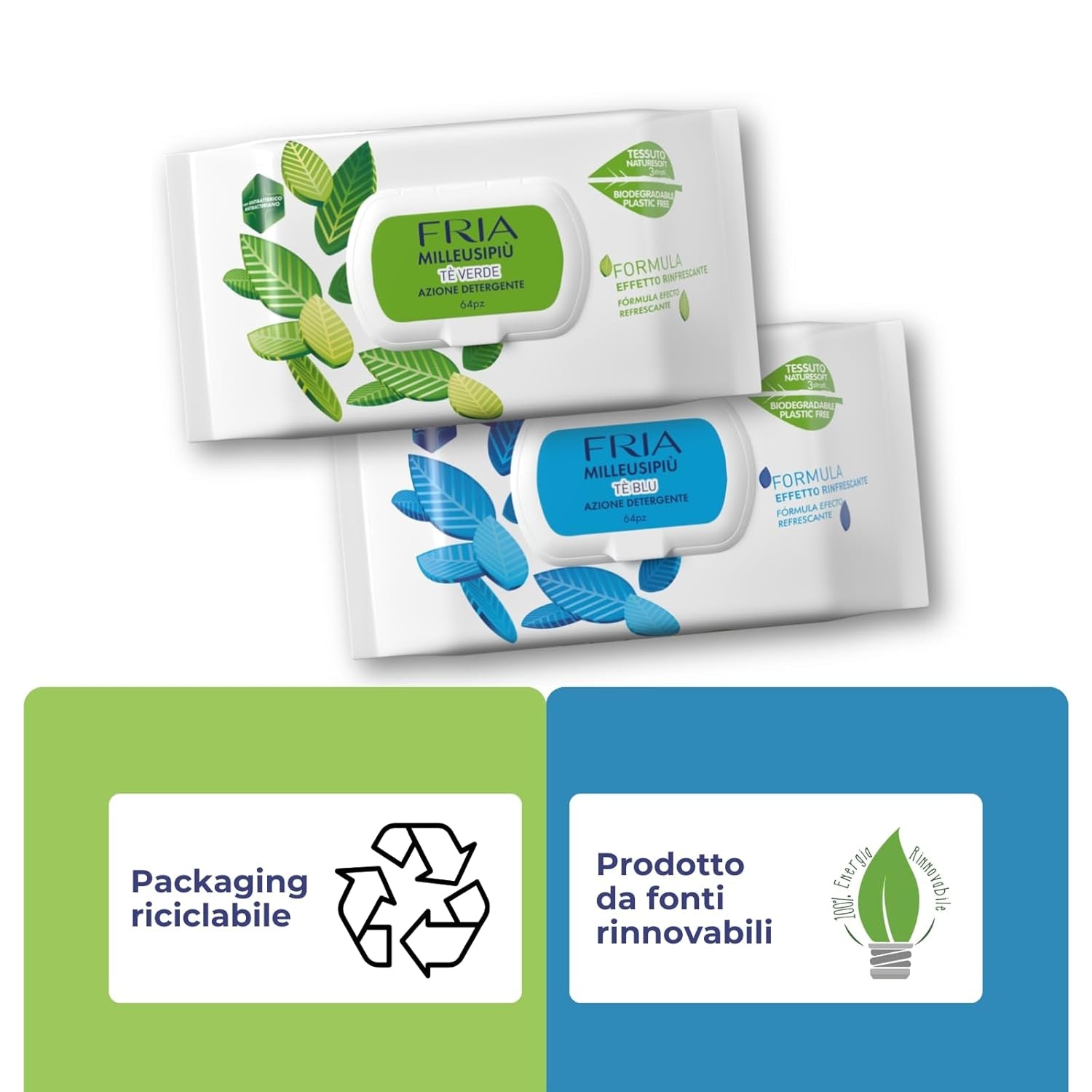 MilleusiPiu Maxi con tapa, 64 toallitas húmedas, 64 unidades