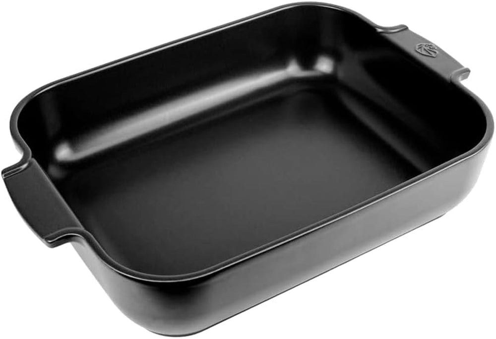 Peugeot Appolia Rechteckige Auflaufform Mit Griffen, Keramik, Schiefer / Grau, 8,3X40,5X27,2 Cm, Fassungsvermögen: Ca. 4 L, 60022 Moldes y bandejas para repostería Naty Shop Satinschwarz