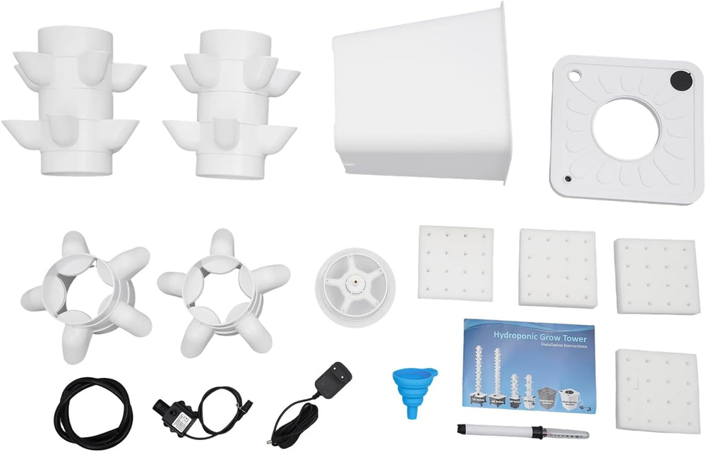 Torre Hidropónica de 30 Cápsulas, Sistema de Cultivo Hidropónico para Jardín, Kit de Cultivo Aeropónico con Tanque de Agua de 10L y Bomba de Hidratación, Kit de Cultivo Aeropónico Vertical para Hierbas, Frutas, Verduras