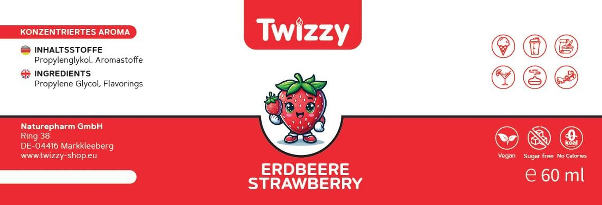 Twizzy Concentrado Sabor Fresa, 60 ml Aromas Naty Shop