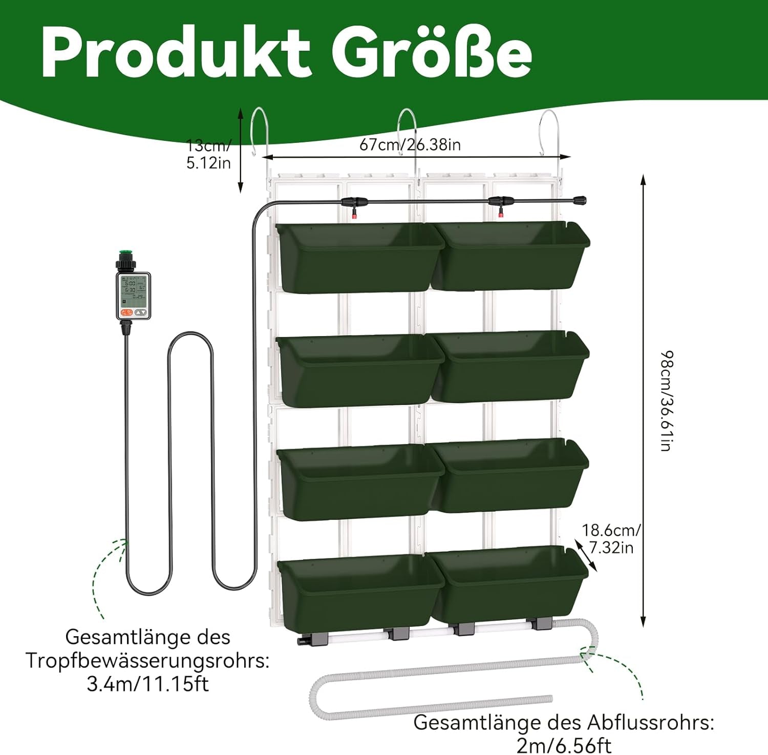 Hängende Vertikale Wand Pflanze, Vertikale Pflanzenwand Balkonbar Pflanzenwand Indoor con Smart-Timer und Wasserpumpe Blumentopf Wand para Hof Garten Balkon Decoración del hogar