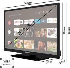 TELEFUNKEN XH24AN550MV Televizor de 24 inch/Smart TV cu Android (HD Ready, HDR, triplu tuner, 12 volți, Bluetooth) [2023]