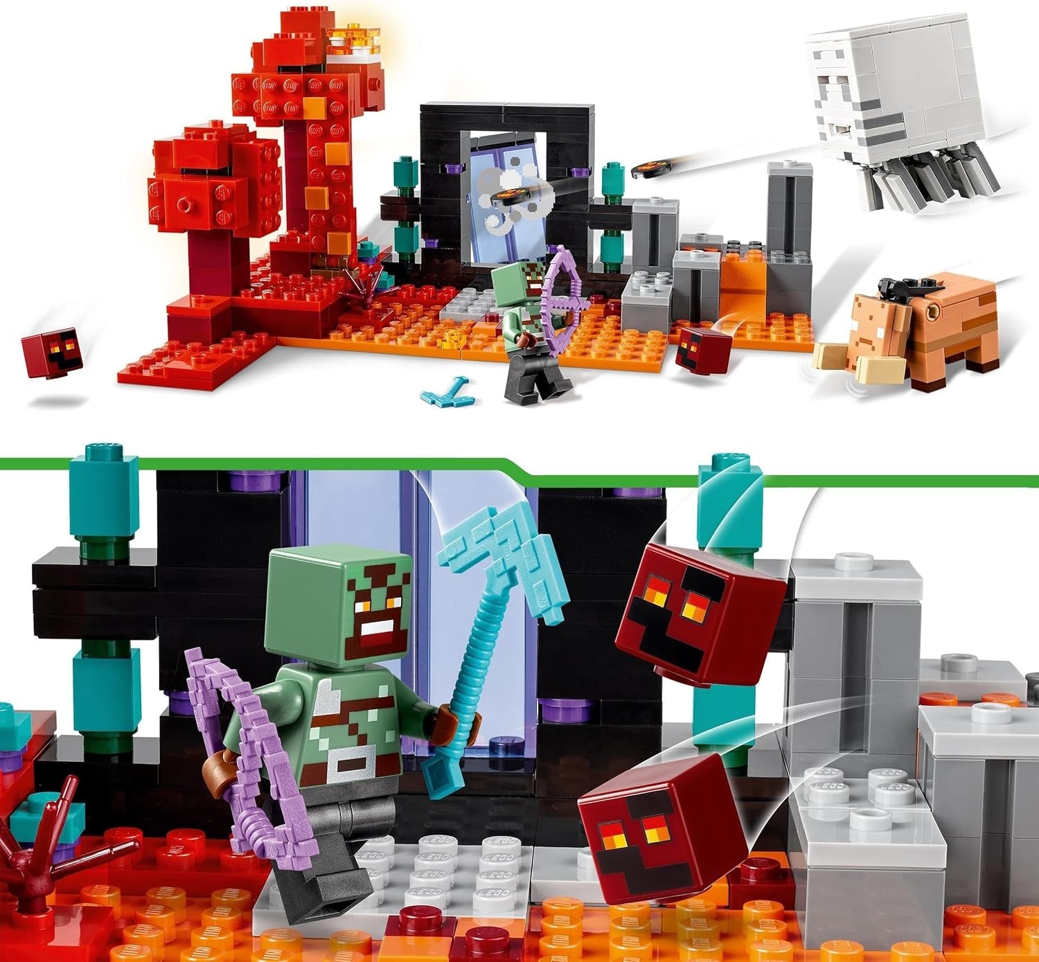 LEGO Minecraft Emboscada en el Portal Abisal Juego Abisal de Juguete para Niños con Escenas de Batalla y Figuras Legendarias que Incluye Ghast Regalo para Niños y Niñas Gamers 8 Años 21255 Juegos de Construcción Besuche den LEGO-Store