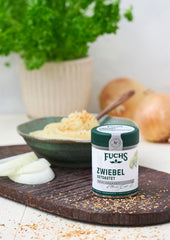 Fuchs Gewürze - Zwiebel getostat - Zwiebeln für Dips, Schmorgerichte oder Hamburger finamente picado - Ingredientes naturales - 55 g en wiederverwendbarer, recyclebarer Dosis