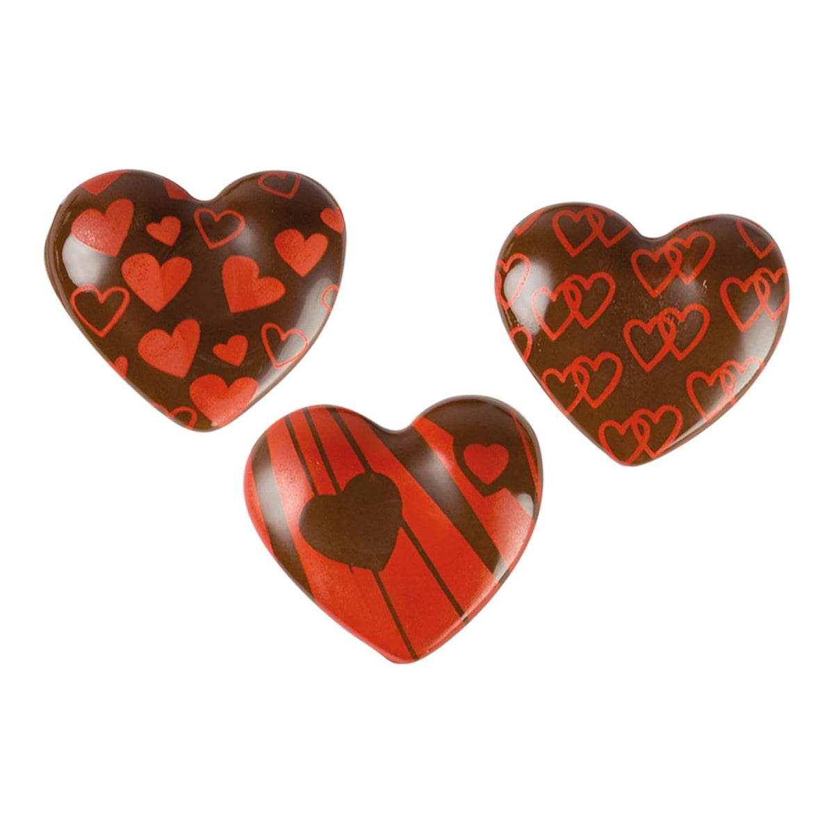 Günthart 135 piezas Corazones de filigrana de chocolate amargo Colorido Tri-Motion Impreso 1 paquete (236 g)