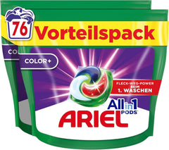 Detergente Ariel PODS Todo en 1, 76 dosis, detergente color, limpieza brillante Detergentes para Ropa Naty Shop 76 cápsulas Nuevo Modelo