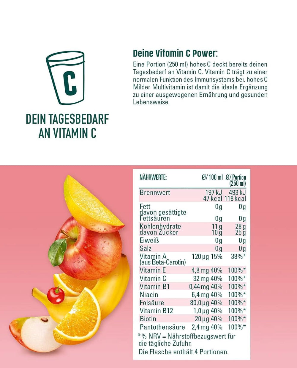 Multivitamínico Suave Alto C (1 X 1,5L), 100% zumo, manzana, naranja, acerola, mango, 7 vitaminas, Sin azúcares añadidos según ley, Menos ácido, Bebidas no alcohólicas veganas Naty Shop