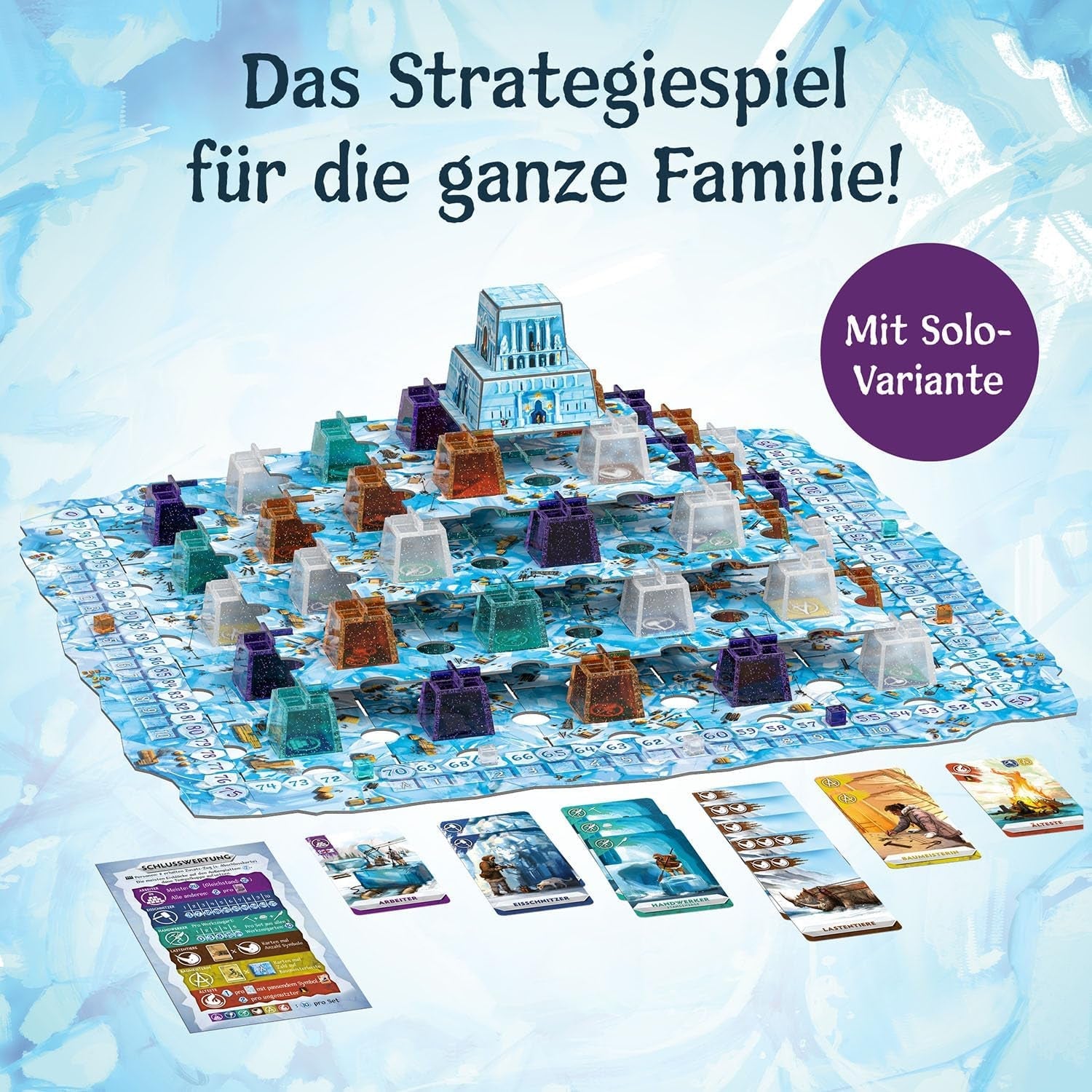 KOSMOS 683801 Nunatak - Templul Gheții, Joc de familie, Configurație 3D cool, Piese de joc 3D cu aspect de gheață, Joc de strategie, Joc de societate, Joc de petrecere
