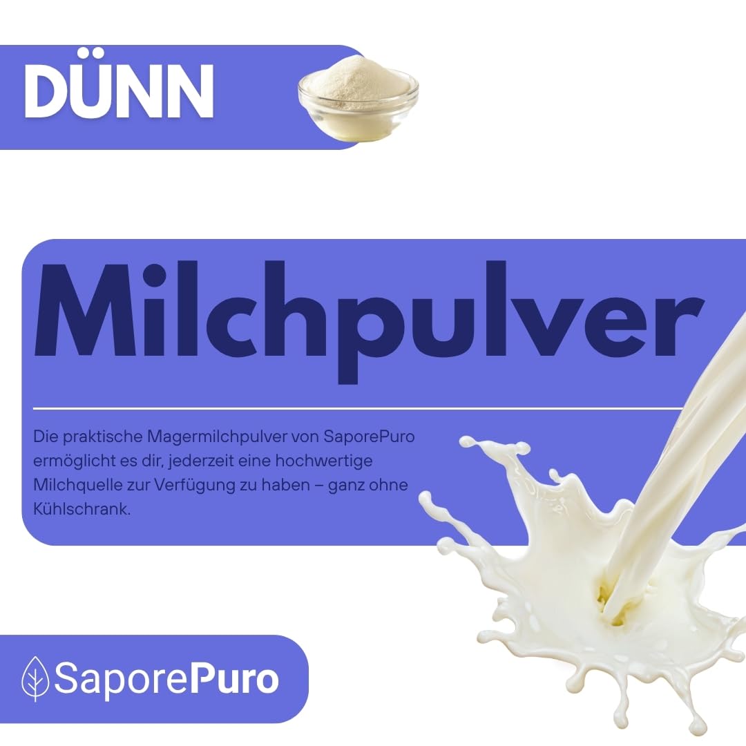 SaporePuro Leche Desnatada 1 kg - Alta Solubilidad Sin Gluten