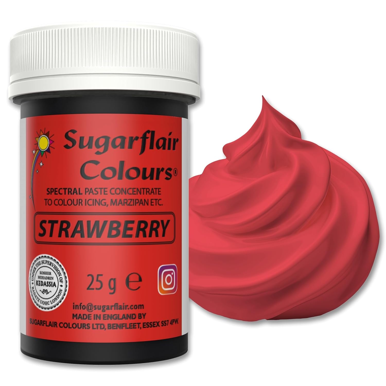 Pastă de colorant alimentar Sugarflair Grafit, colorant alimentar spectral concentrat pentru cremă de unt, pastă de zahăr, glazură, mixuri pentru prăjituri, macarons și multe altele! - 25g