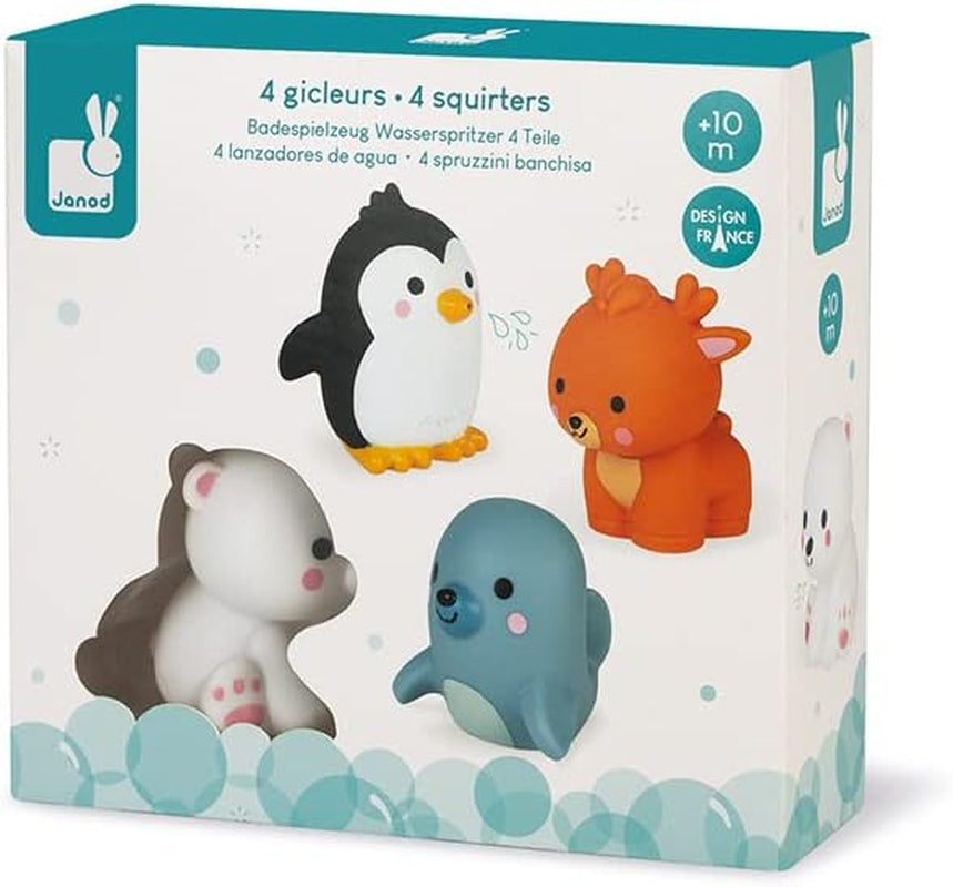 Janod - Strop de apă "Animale polare", 4 bucăți - Jucărie de baie pentru copii - De la 10 luni, J04704 Jucarii Bebe Naty Shop