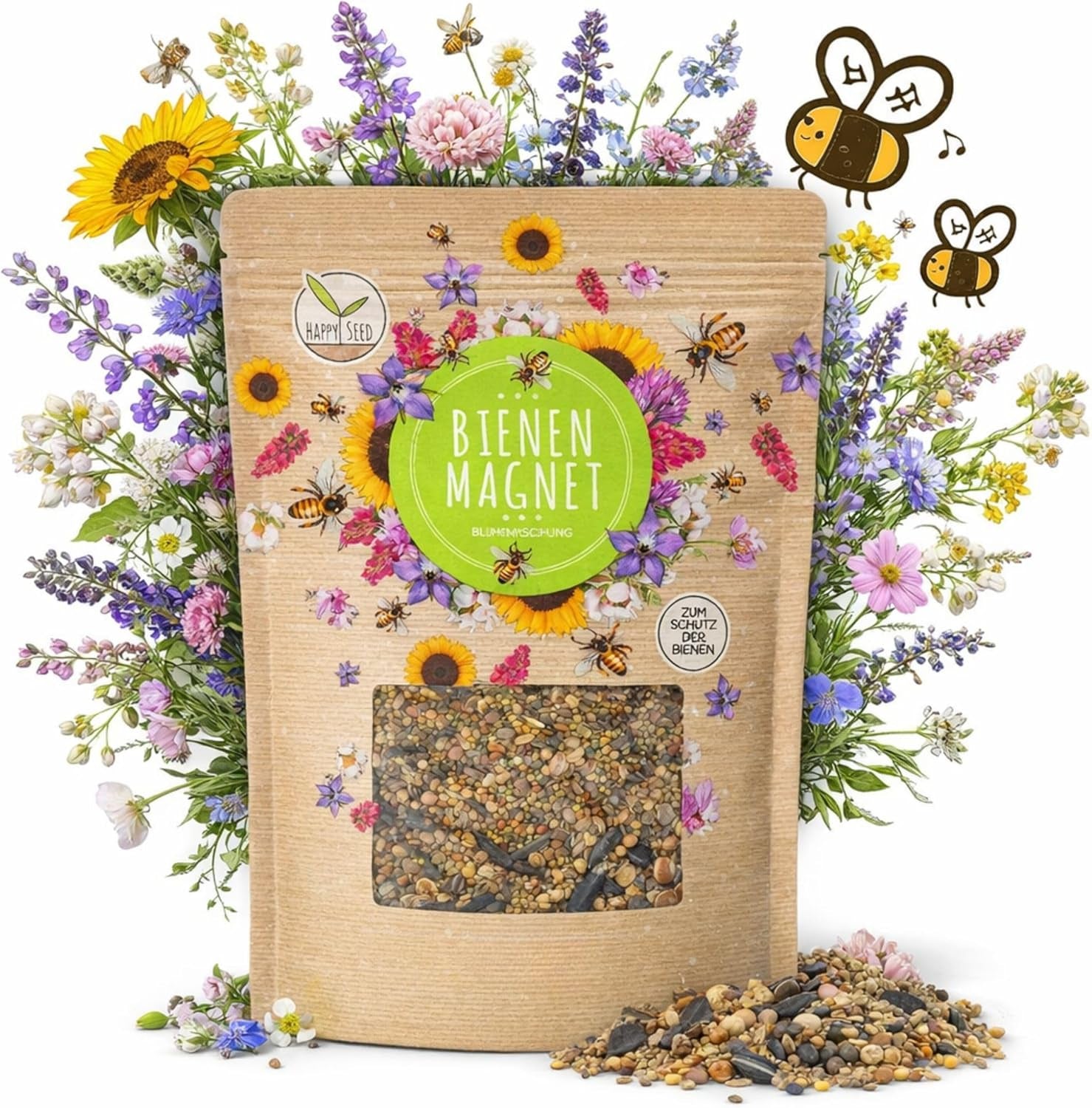100 g de semillas de flores silvestres para un colorido pasto de abejas: mezcla de semillas de flores silvestres vibrantes y ricas en néctar para abejas y mariposas (incluye libro electrónico GRATIS)