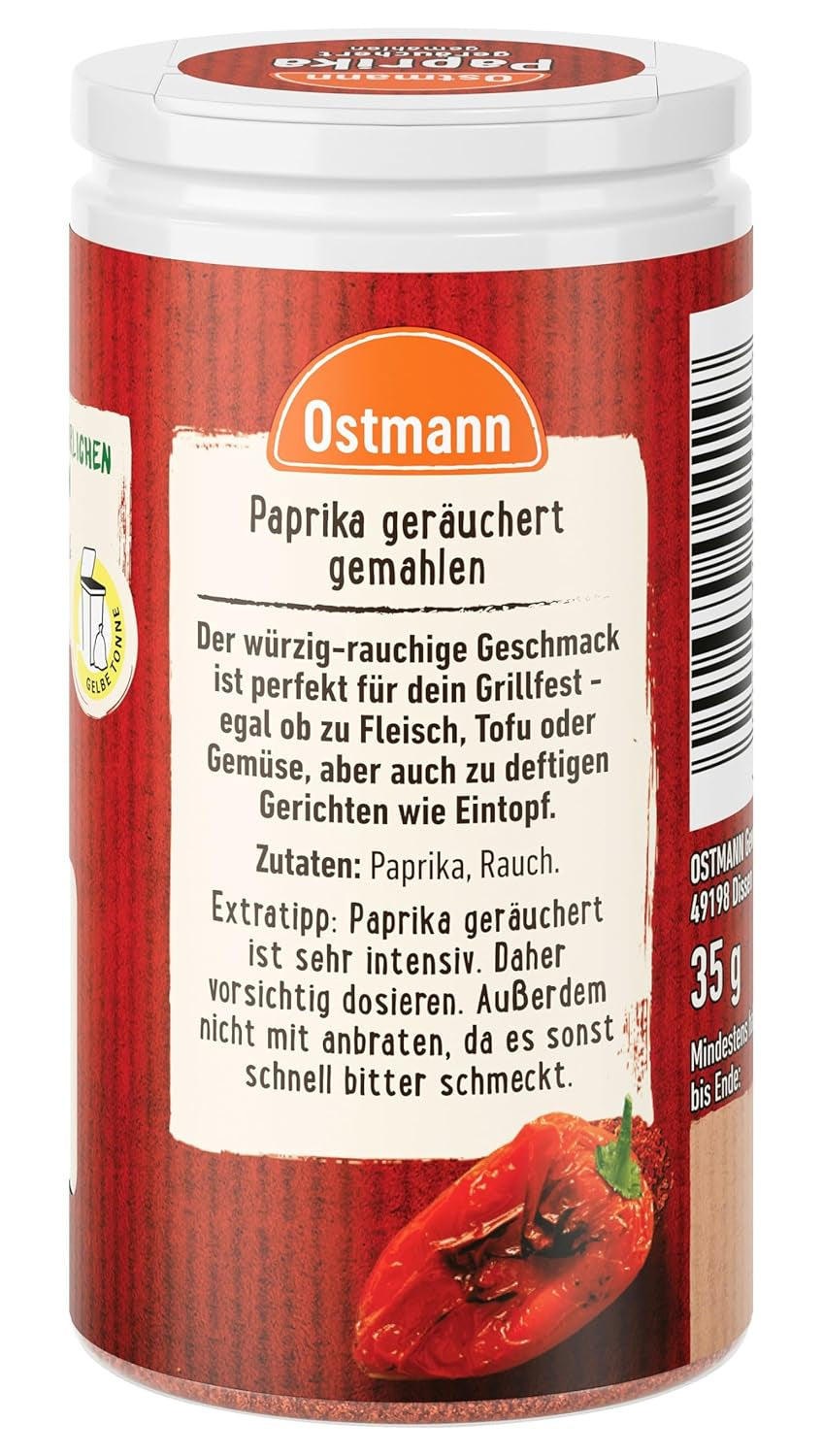 Ostmann Gewürze - Pimentón geräuchert | Rauchiges Aroma für Bratkartoffeln, Gulasch oder Rührei | 35 g en Der Streudose
