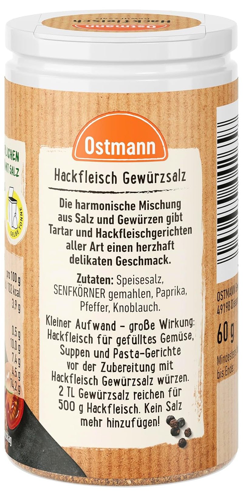 Ostmann Gewürze - Hackfleisch Gewürzsalz | Gewürz für Hackfleisch, Buletten oder Cevapcici | 60 g en estreudosis
