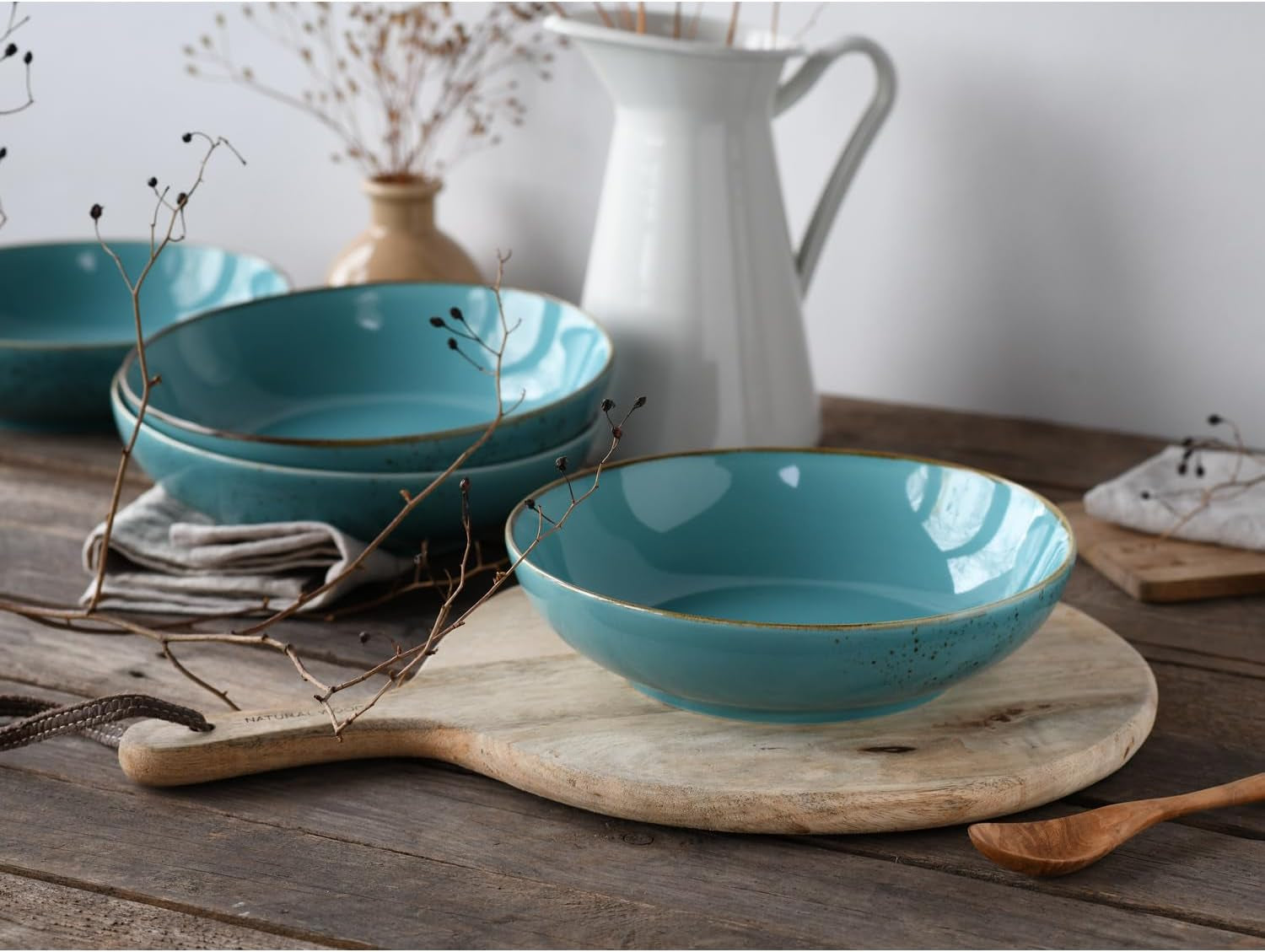 Creatable, 21683, Serie Nature Collection Water, 4-teiliges Geschirrset für 4 Personen, Poke Bowl aus Steinzeug, spülmaschinen- und mikrowellengeeignet, Qualitätsproduktion