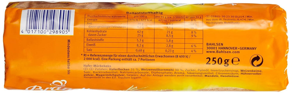 Bahlsen Hobbits Crunchy - Pachet de 18 - Cutie de depozitare - Biscuiți integrali cu conținut ridicat de fibre și fulgi de ovăz (18 x 250 g)