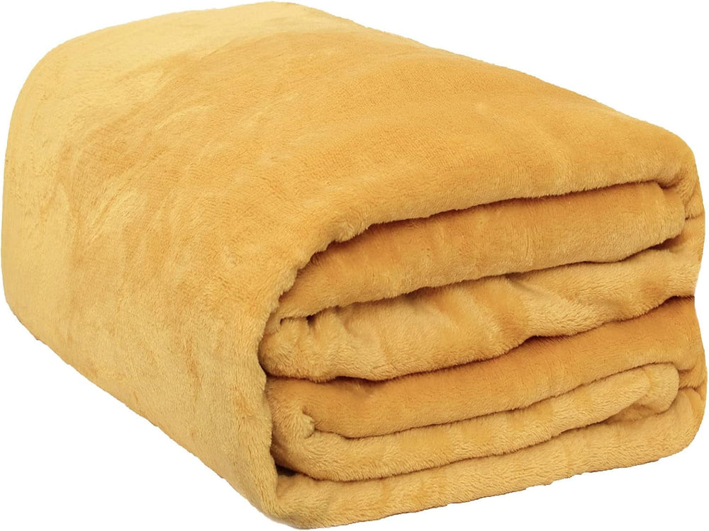 Brentford's Colcha de forro polar ultra suave, gris plateado, doble grande - 150 x 200 cm Camas y mantas Beuche den Brentfords-Store Amarillo ocre 120 x 150 cm