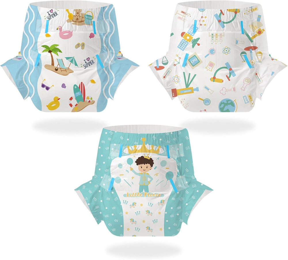 CutiePlusU Pañales para Adultos Paquete de 2 Bragas Desechables para Incontinencia con Solapas para Mujeres y Hombres Máxima Absorbencia Durante la Noche - Principito (Mediano 71-96 cm)