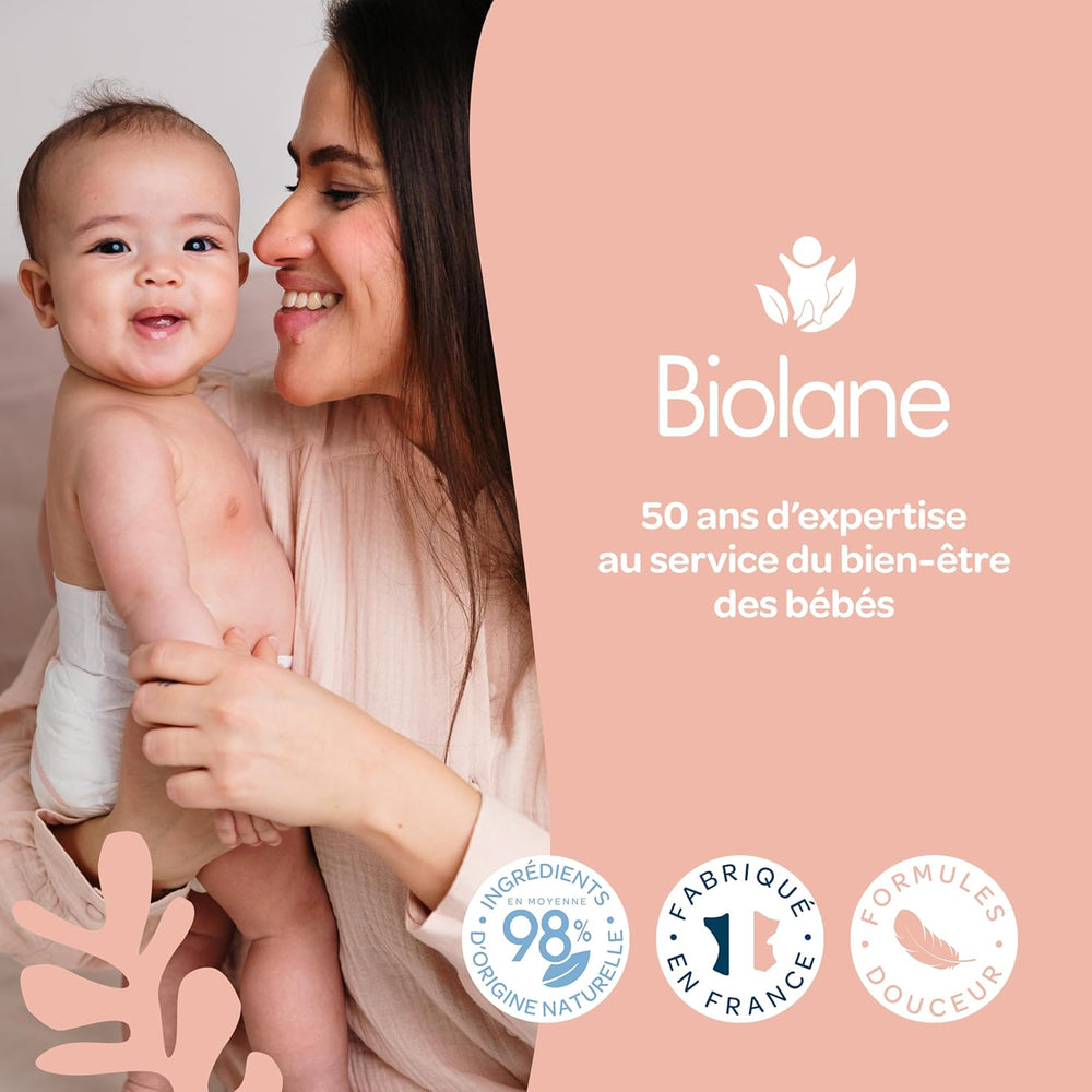 BIOLANE 12 Compresas Húmedas Maxi Cuadradas - Bebés - 100% Orgánico - 720 Algodón - para pieles sensibles - Cambiador y Aseo - desde el nacimiento - fabricadas en Francia