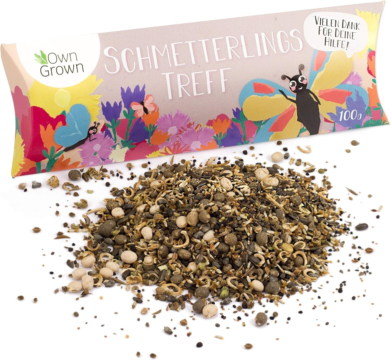 Amestec de flori Butterfly Meeting: 100g semințe premium de flori fluture - Semințe de albine prietenoase cu insectele, semințe de flori perene și anuale pentru pajiști - Semințe de flori sălbatice de la OwnGrown