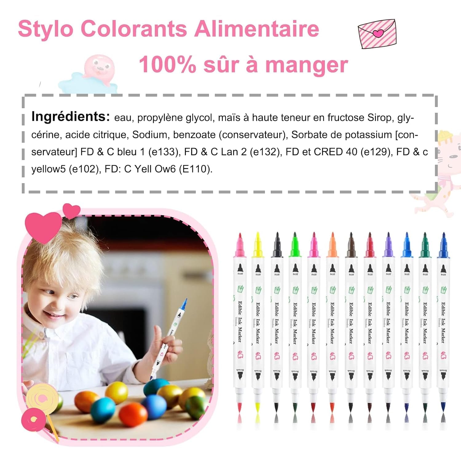 Pixuri de colorat alimentar pentru copt, pix de colorat alimentar pentru ouă de Paște, pixuri de colorat fondant, 12 markere cu punct fin, alimente, scriitor pentru fursecuri, prăjituri, fondant, deserturi, pix comestibil de scris